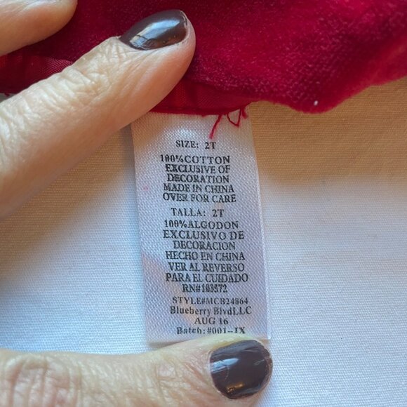 NWT Blueberi Boulevard Toddler Red Velvet Dress Plaid Button Details Size 2T - Picture 7 of 8